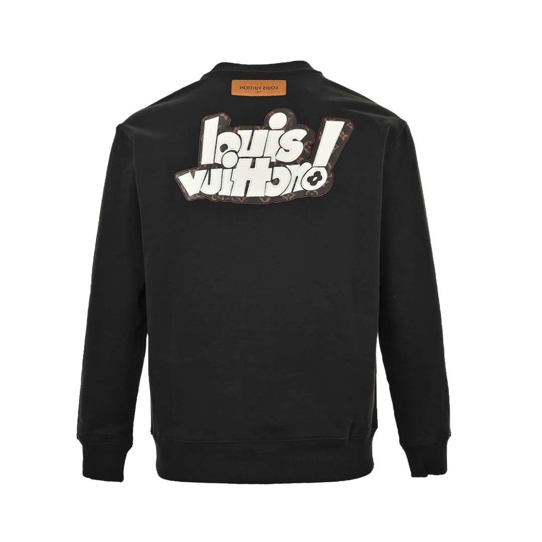 Louis Vuitton 24Fw leather logo and lettering embroidered crew neck sweatshirt