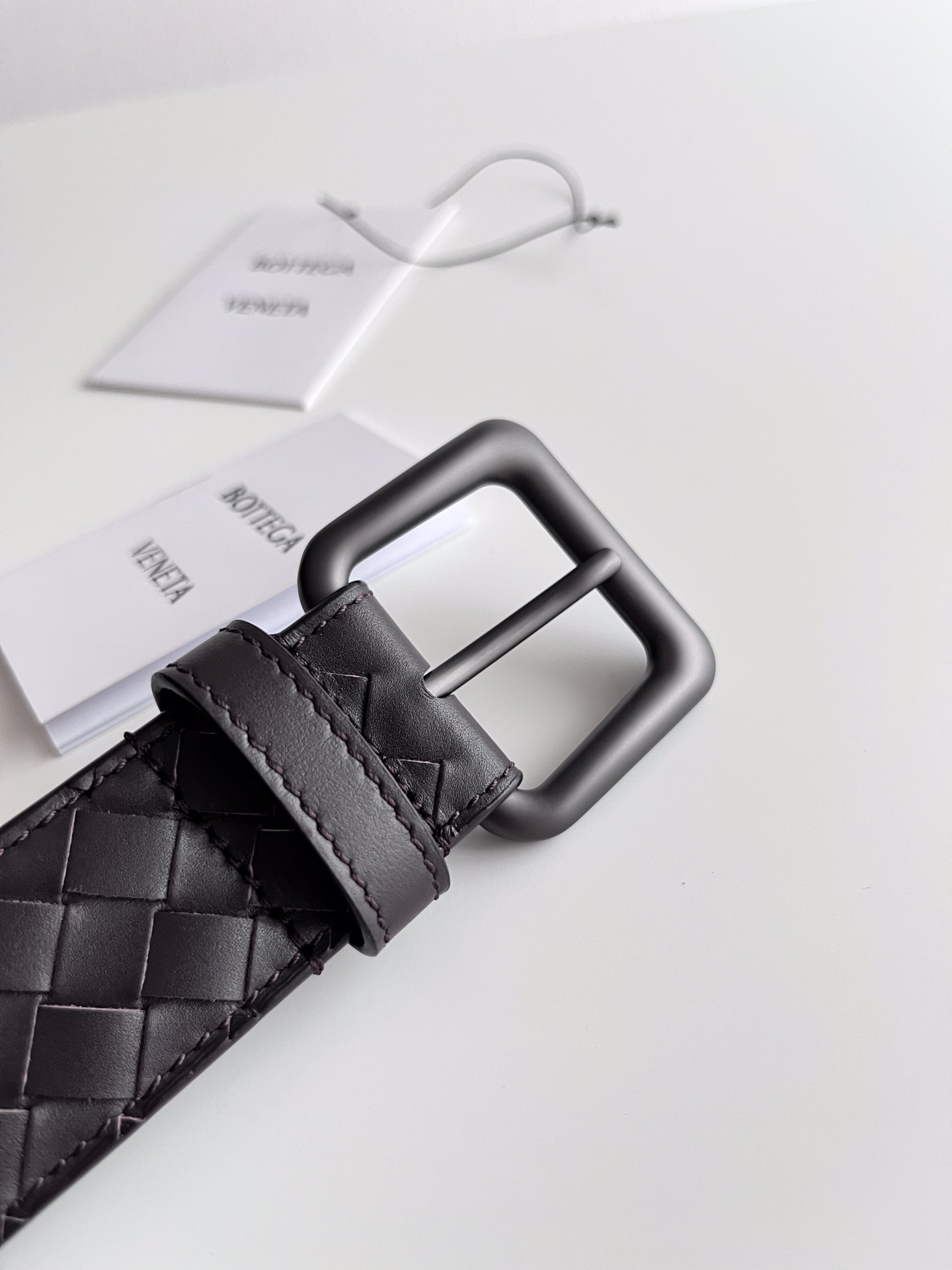 Bottega Veneta frosted pin buckle woven cowhide double-sided belt 3.5cm wide