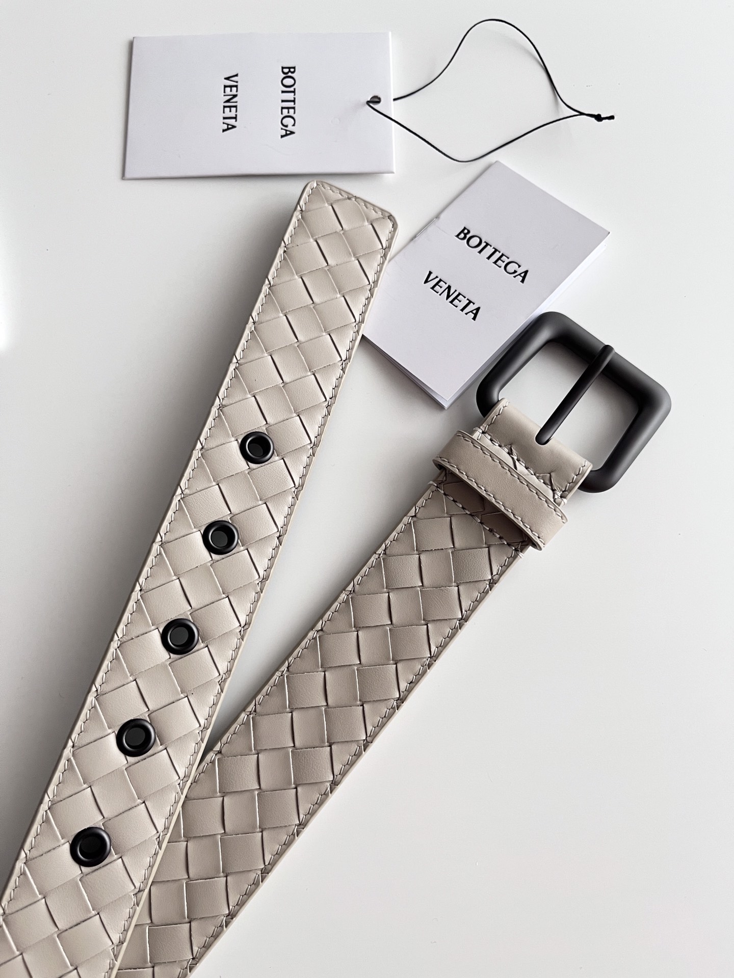 Bottega Veneta frosted pin buckle woven cowhide double-sided belt 3.5cm wide