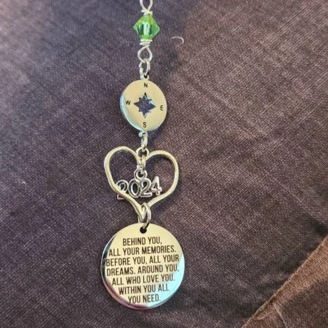 Behind You All Your Memories Mirror Hanging Car Charm