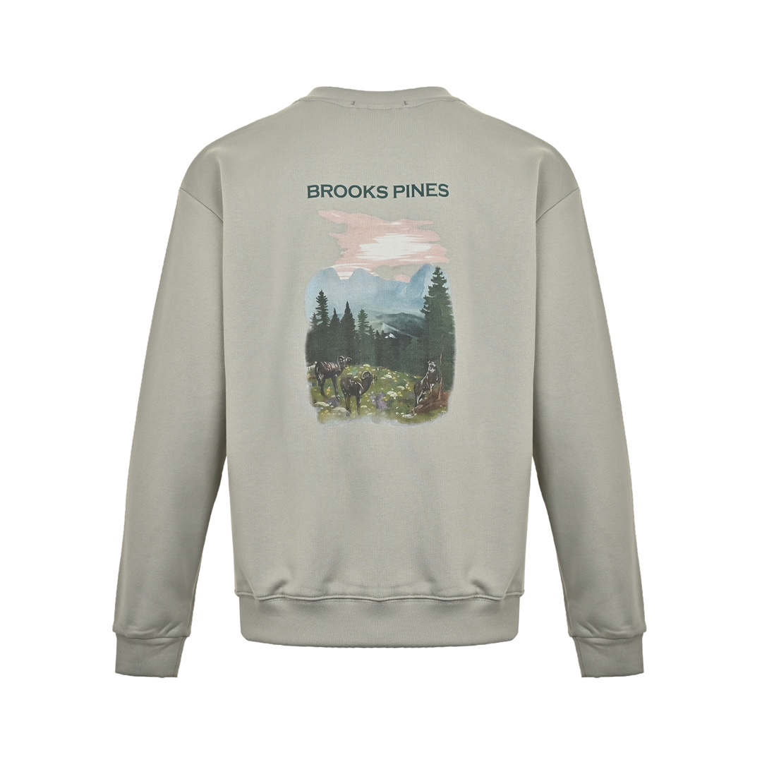 Loewe 24Fw grey oil painting print crew neck sweatshirt