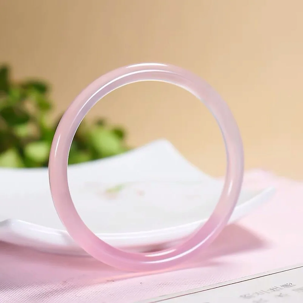 Brazil Pink Natural Jade Women's Bracelets Charm Jadeite 6mm Round Agate Bangle Elegant Fine Jewelry Accessories Ladies Gift