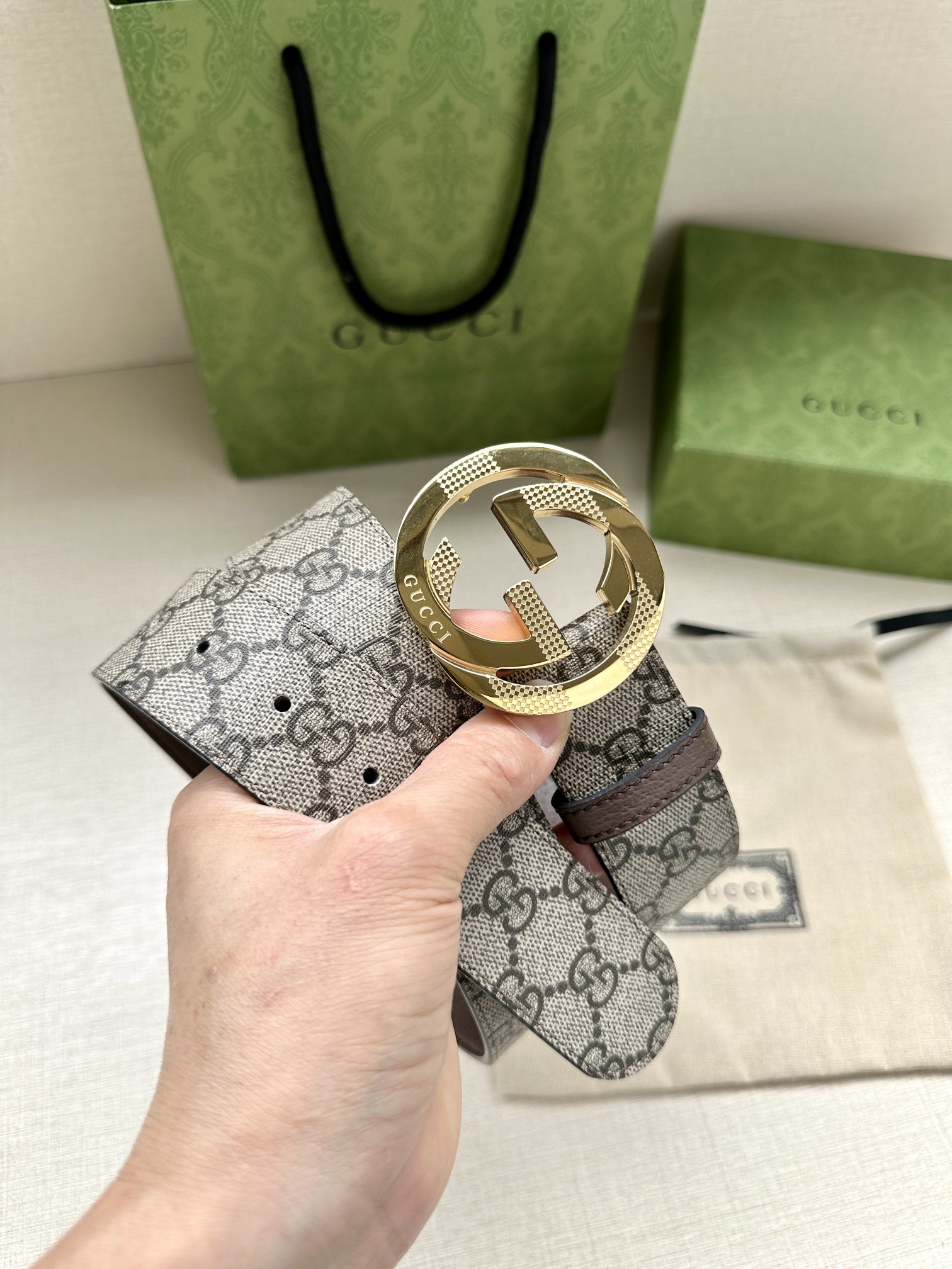 Gucci Marmont printed leather belt 3.8 cm wide