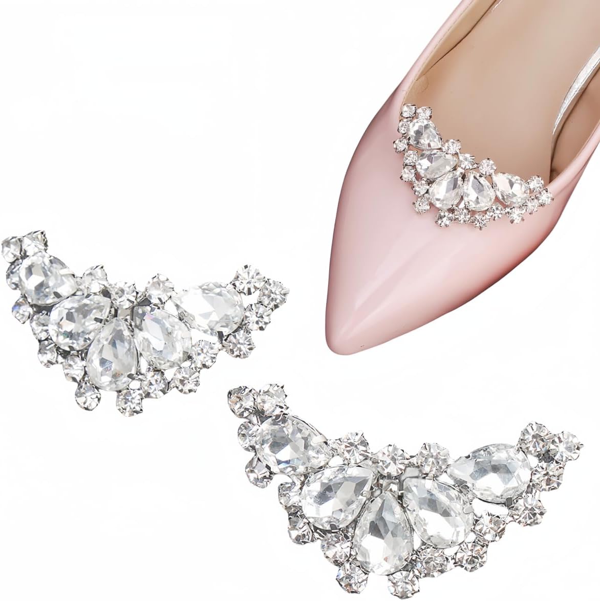 🎄CHRISTMAS ON SALE🔥1 Pair Elegant Sparkling Crystal Shoe Charms Decoration Accessories Detachable Shoe Buckles