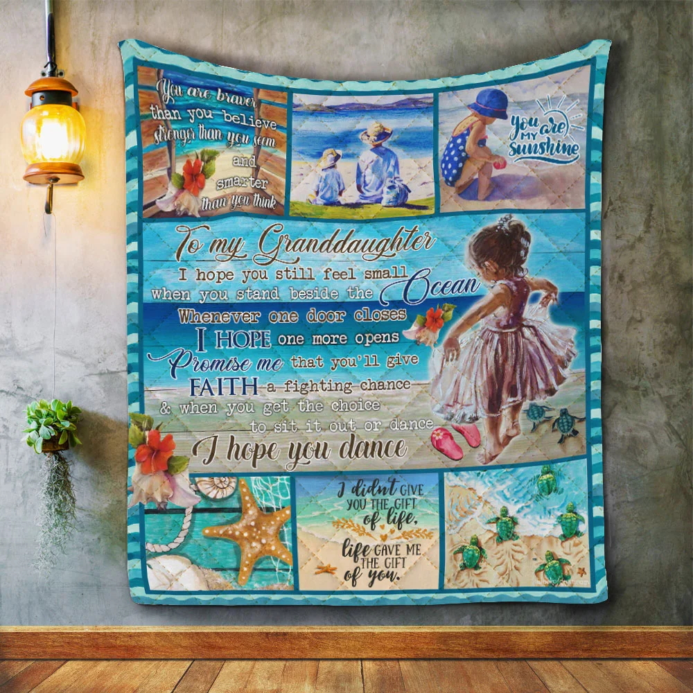 Grandma To Granddaughter, Beach Life Quilt Blanket