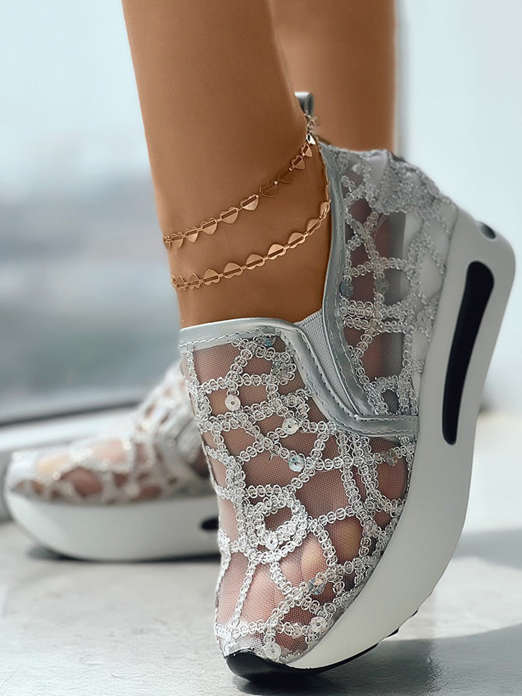 Sequin Slip On Muffin Sneakers