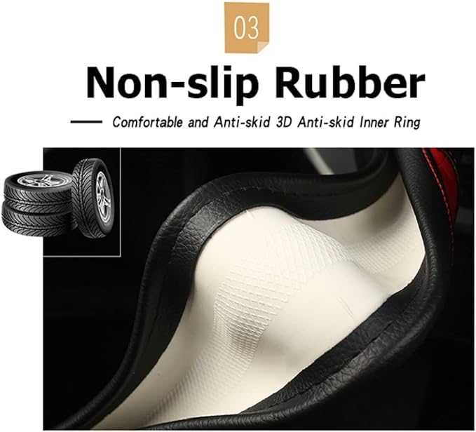 Steering wheel cover 3D embossed carbon fiber leather protective cover