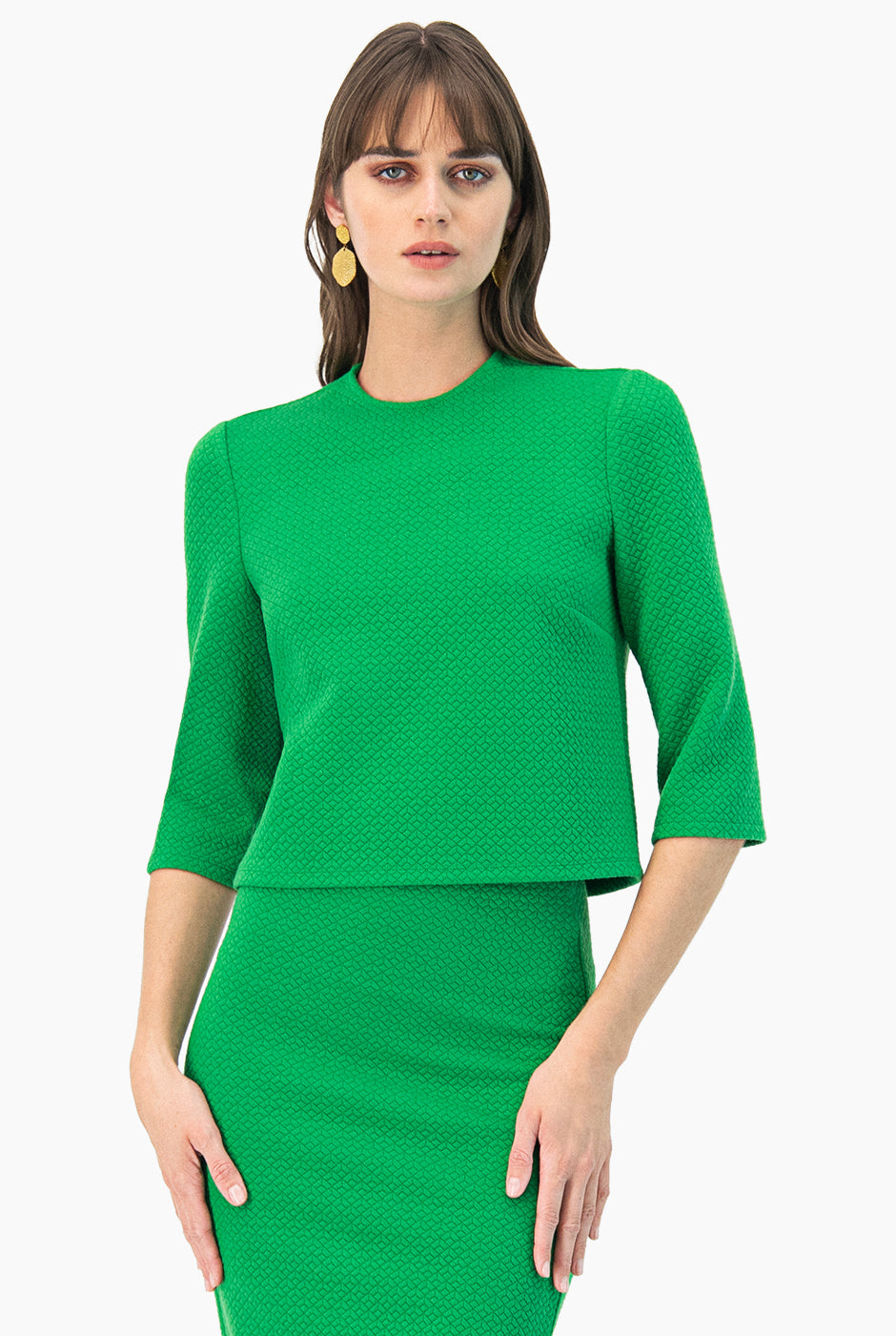 Blusa de manga 3/4 verde