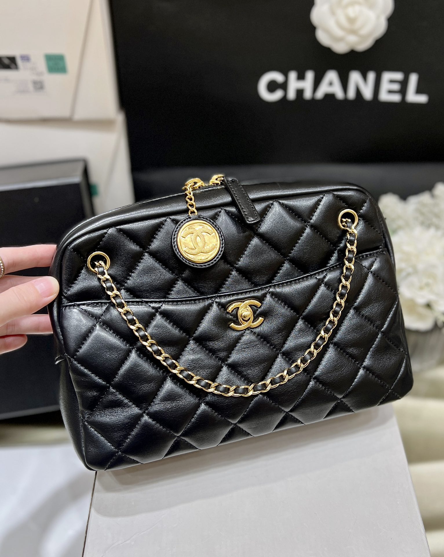 Chanel 24K Autumn and Winter Limited Edition Gold Coin Camera Bag AS5187