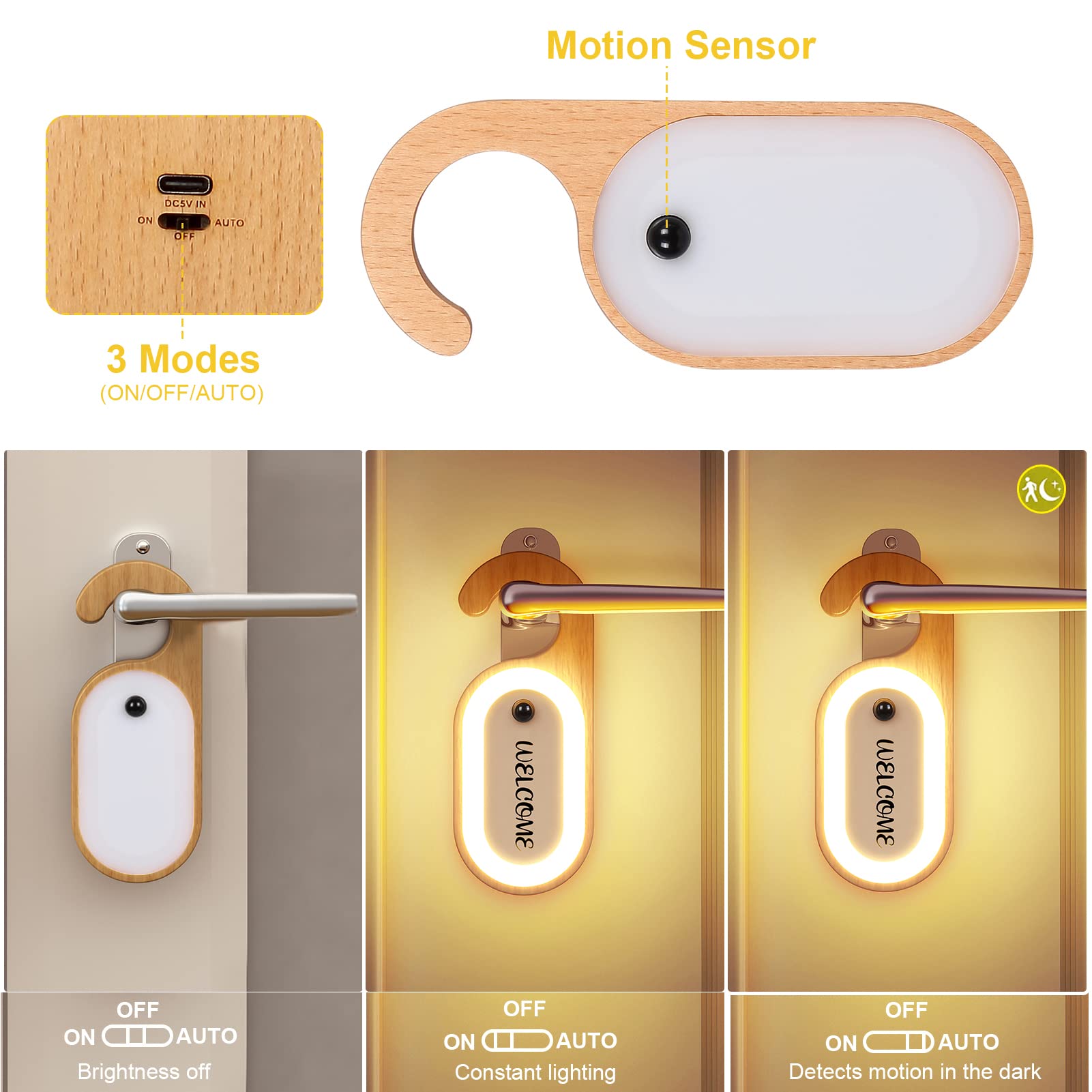 🔥Last Day 49% OFF🔥Wooden Message Memo Motion Sensor Night Light