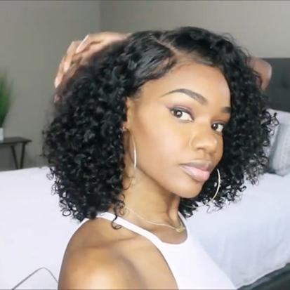New Fashion Summer Glueless Basic Cap Lace Frontal Short Curly Wig