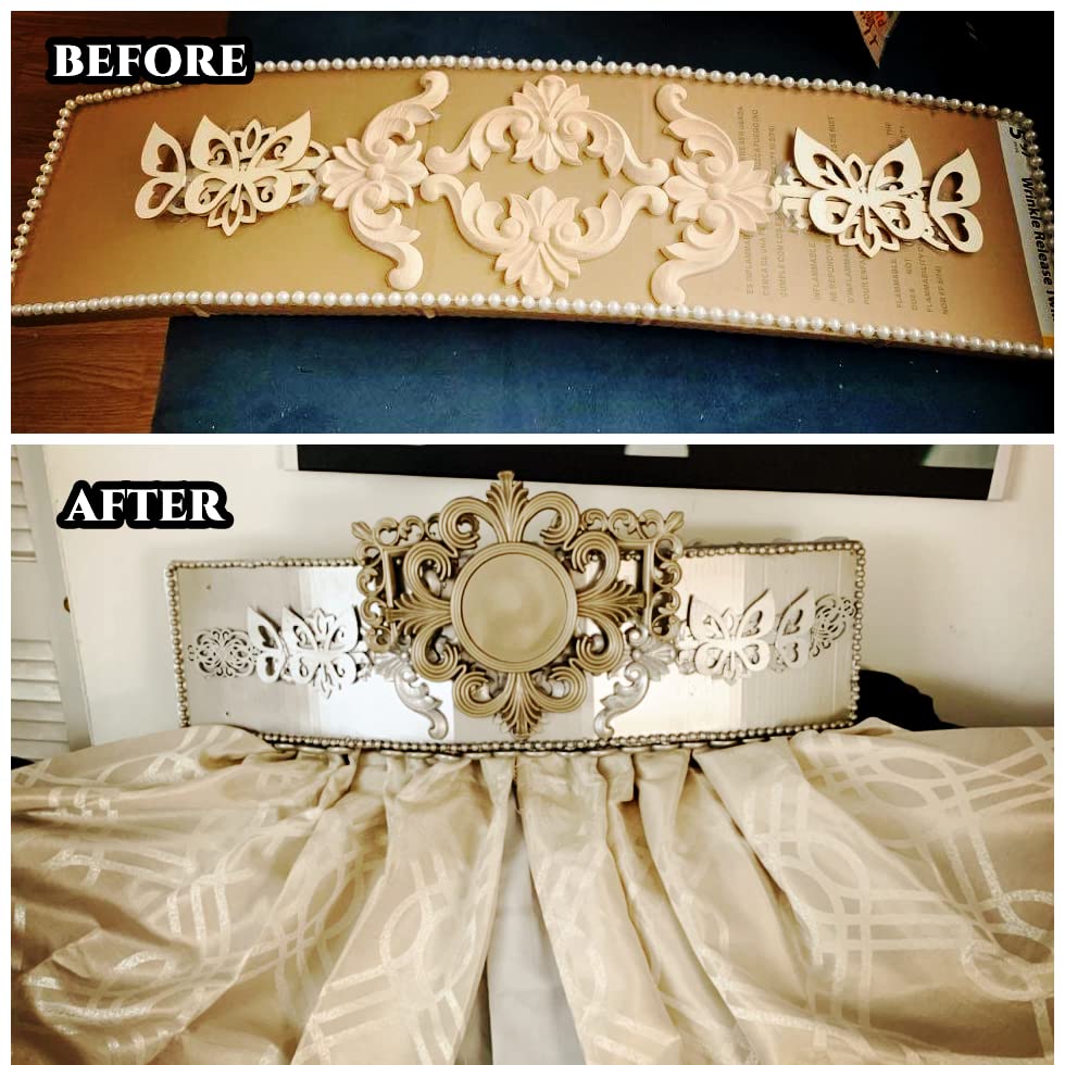 4 Pcs/Set Wood Carved Onlay Appliques, Unpainted Wooden Corner Carving Decals