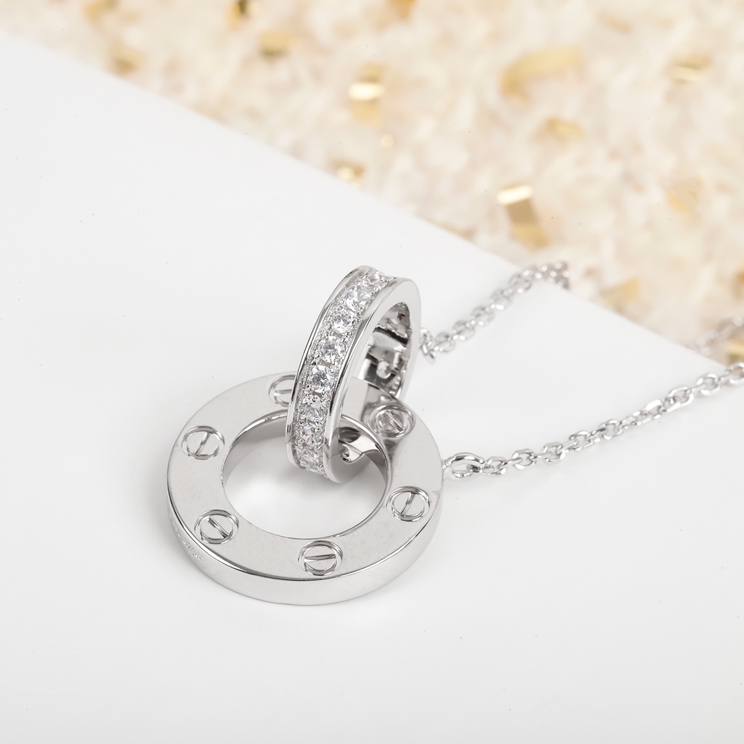 Cartier double ring diamond necklace