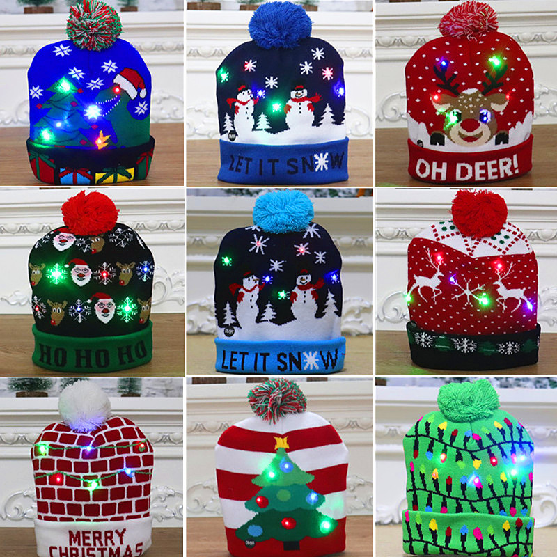 (🔥Early Christmas Sale- SAVE 48% OFF) Christmas Theme LED Beanies--BUY 4 FREE SHIPPING