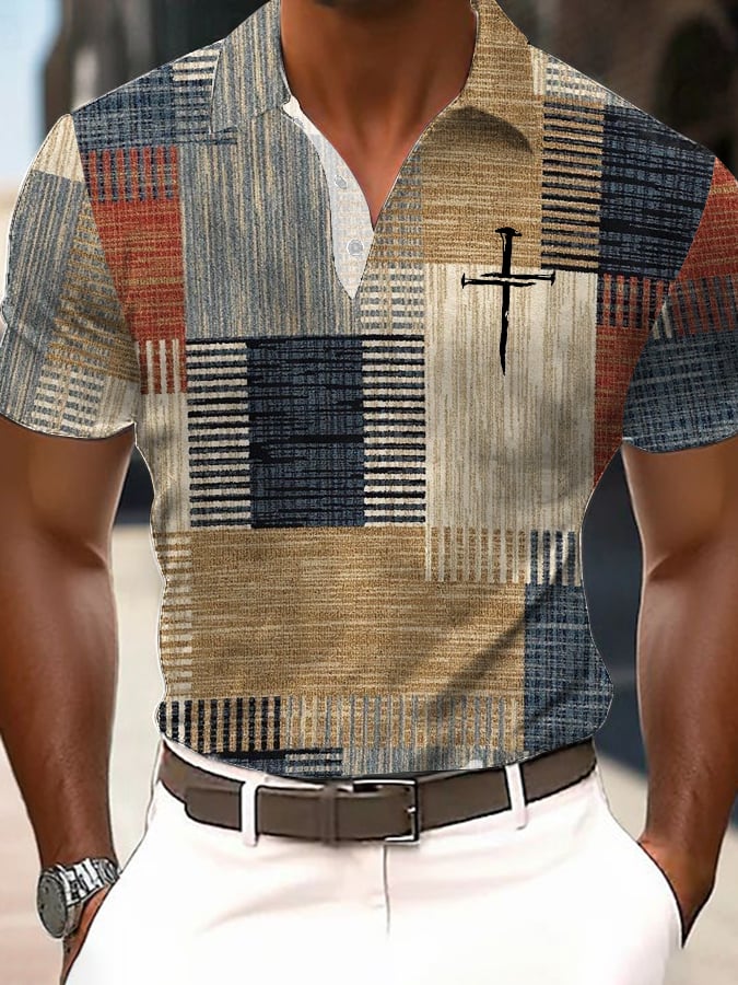Men's Casual Contrast Color Faith Polo