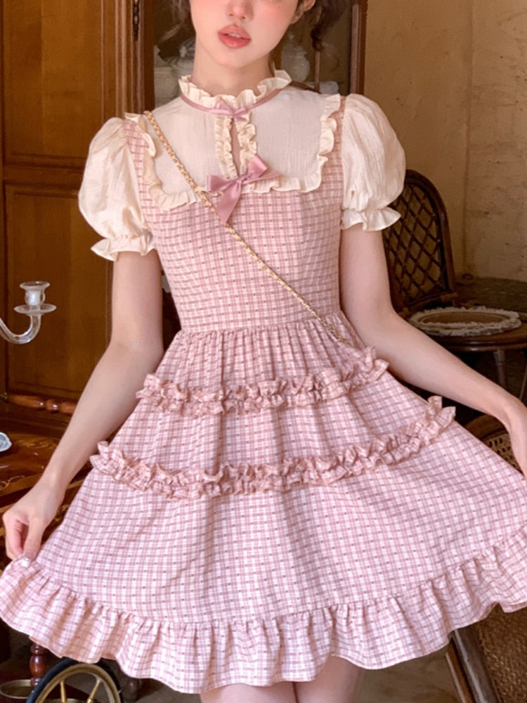 Kawaii Plaid Princess Dress