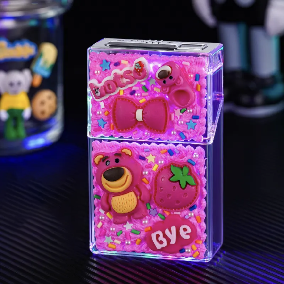 Handmade DIY cigarette case with electric lighter rechargeable