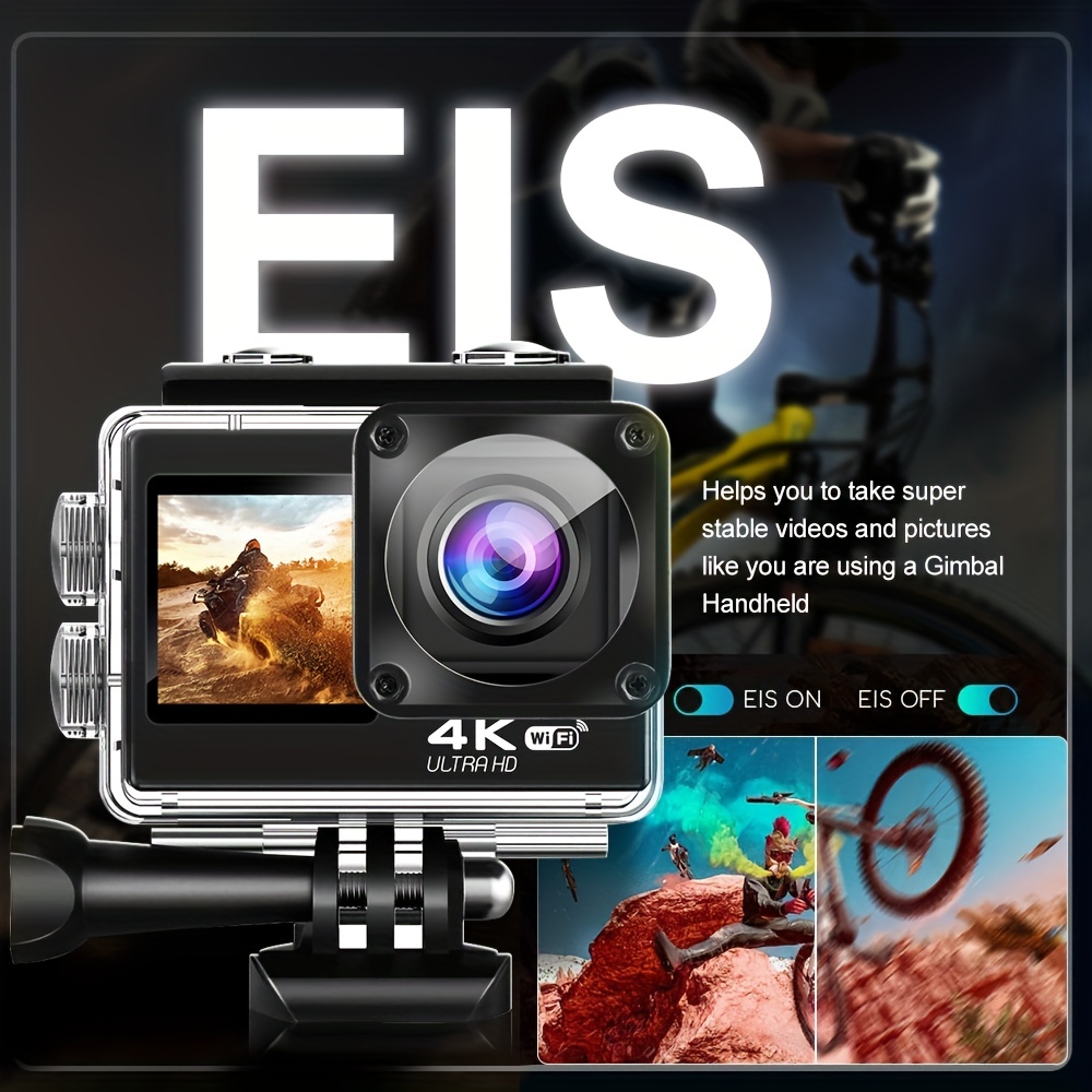 4K/60fps Touch Screen Hd Screen 170 Degree Wide Angle Unwaterproof 1181.1inch WiFi Action Camera With Remote Control Max Support 128GB Memory Card (not Included Sd Card )