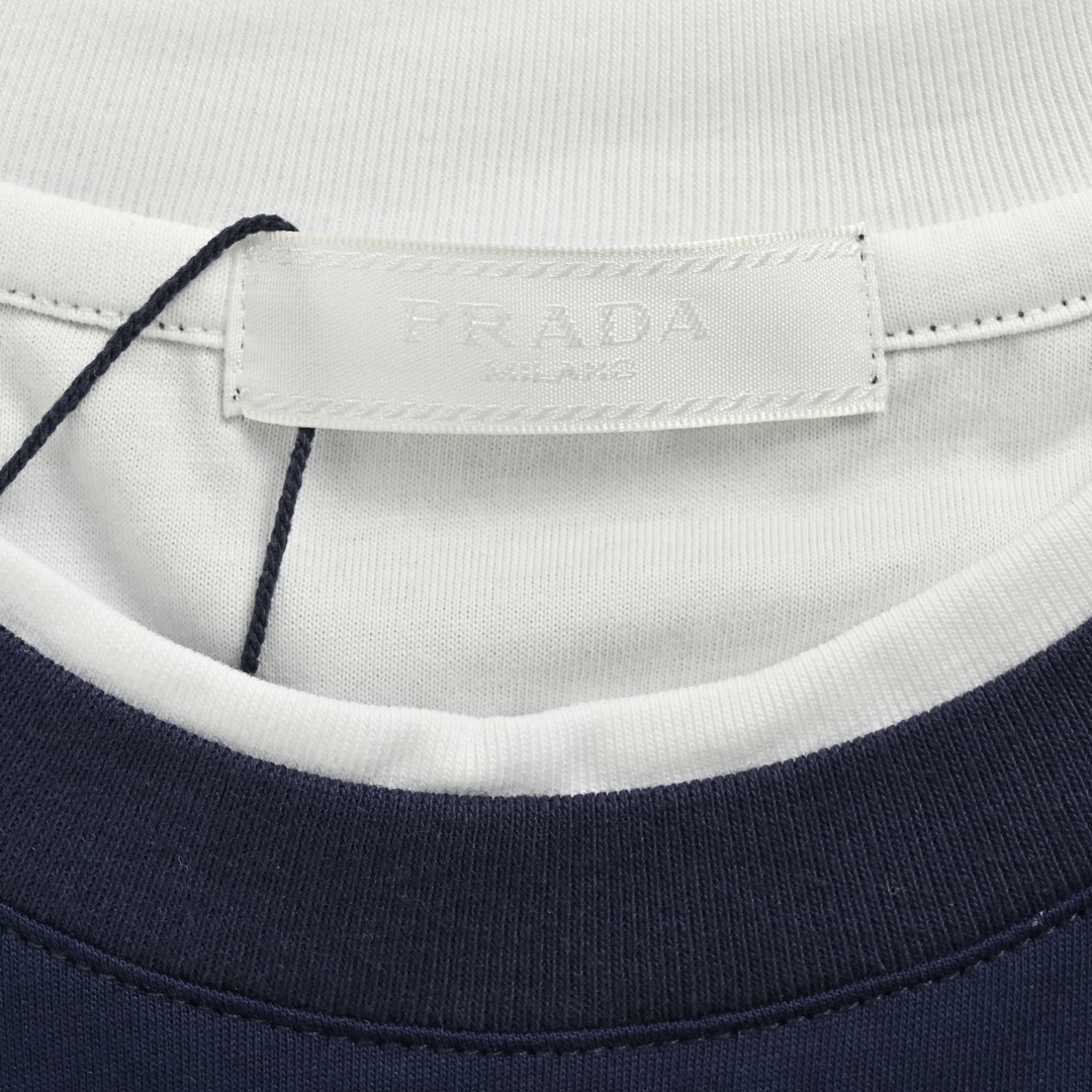 Prada 24ss fake two-piece triangle cloth label short sleeves