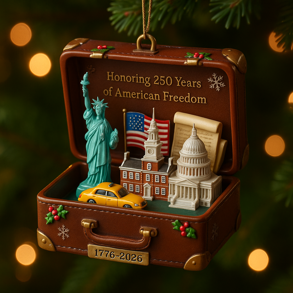 Vintage USA 250th Anniversary Suitcase Ornament