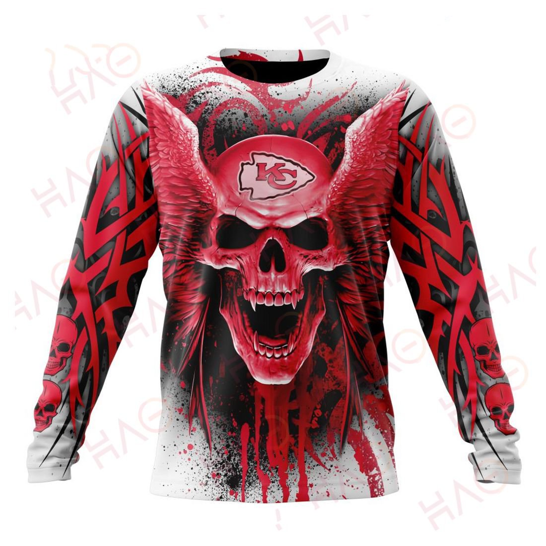 KANSAS CITY CHIEFS 3D HOODIE SKULL ART