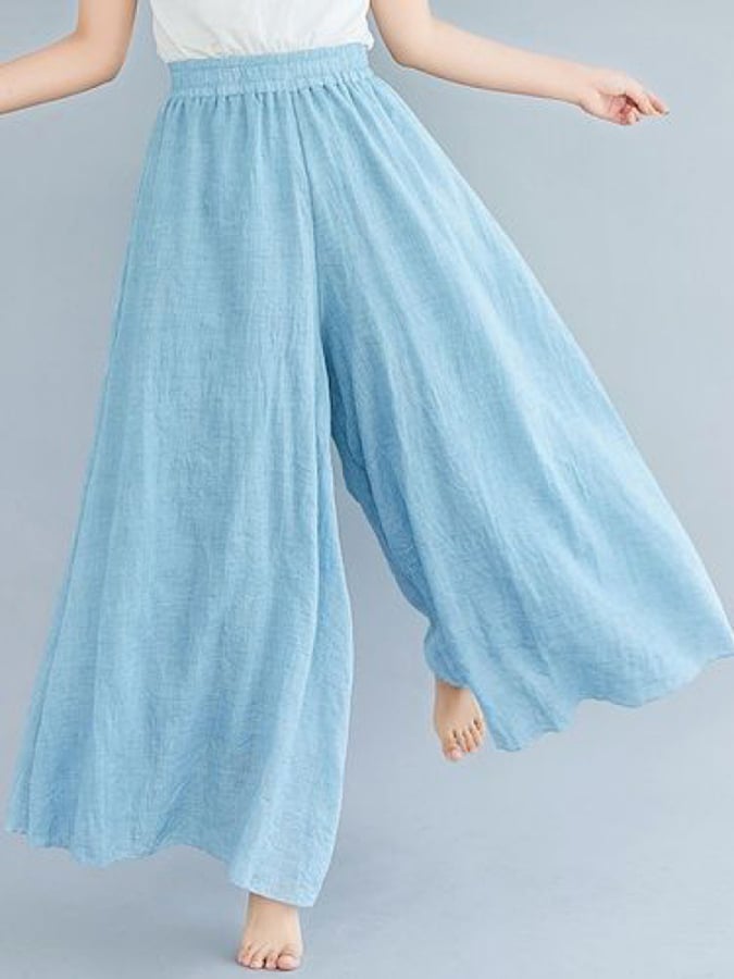 Cotton Linen High Waist Retro Swing Culottes