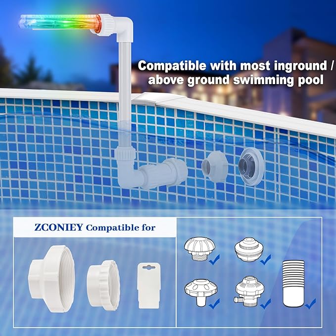 🔥Last Day Promotion-SAVE 50% OFF🔥Adjustable Pool Fountain Sprayer With Adapter🔥For Inground & Hard-Sided Aboveground Swimming Pools - Easy Attach to Return Fitting