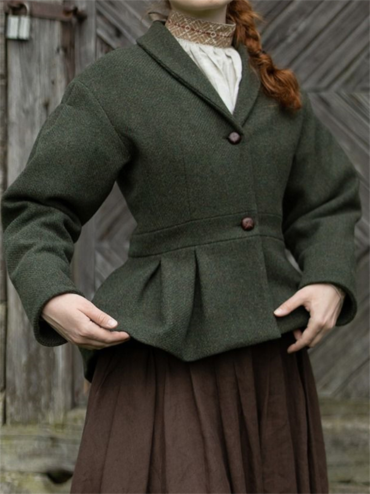 Vintage Classy Pintucked Pleats Wool Jacket