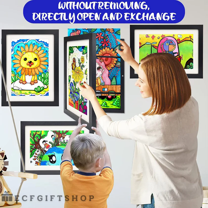 Kids Art Display Magnet Frame With Picture Lights-Fit for hold 50+ pcs A4 or less size artwork