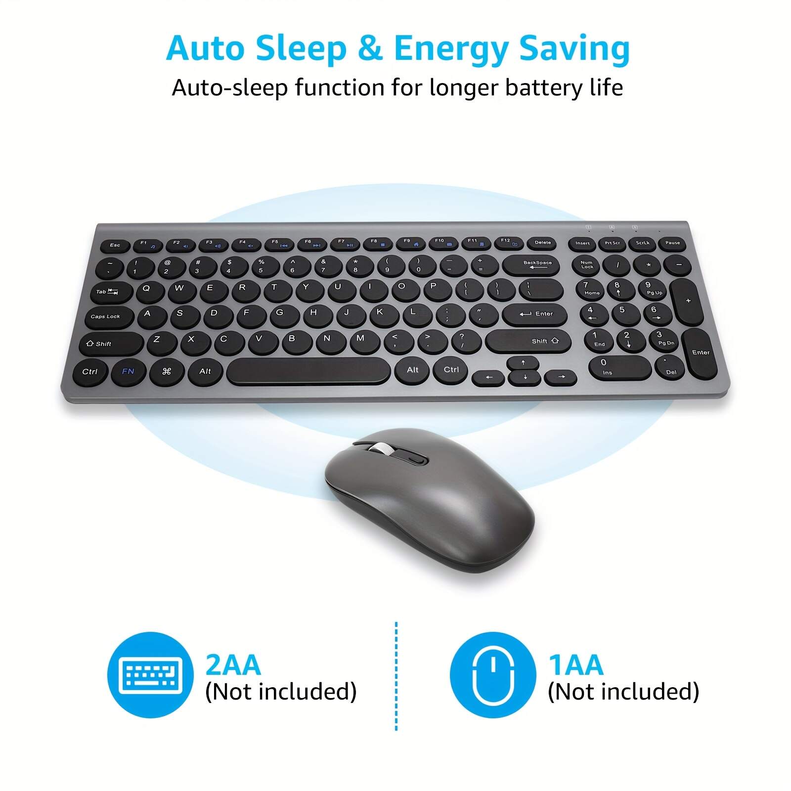 Wireless Keyboard & Mouse Combo, Wireless USB Mouse & Computer Keyboard Combo, Small & Silent, For Windows Laptops, Desktops, PCs