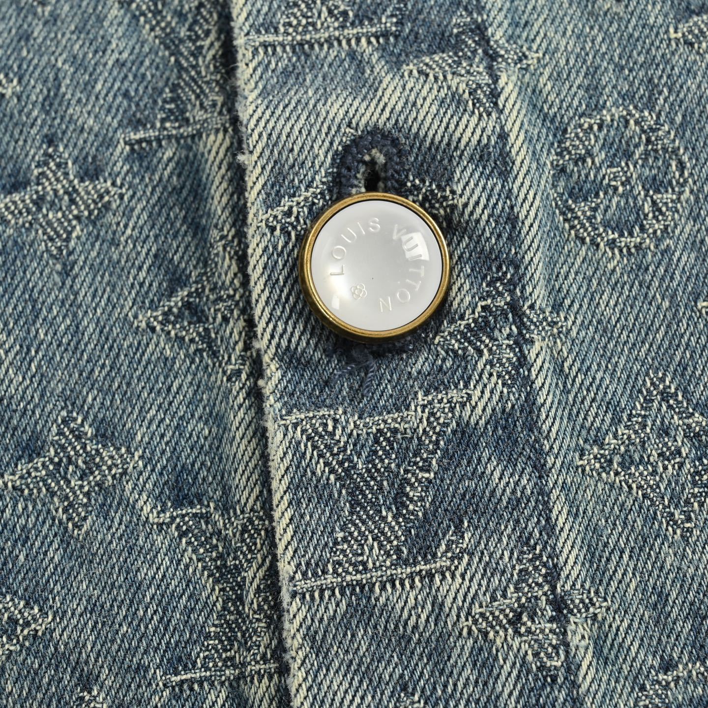 Louis Vuitton 25ss all-over monogram jacquard suit denim short-sleeved shirt