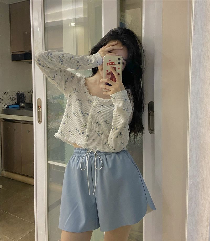 Retro Lace Floral Cropped Cardigan Sweater
