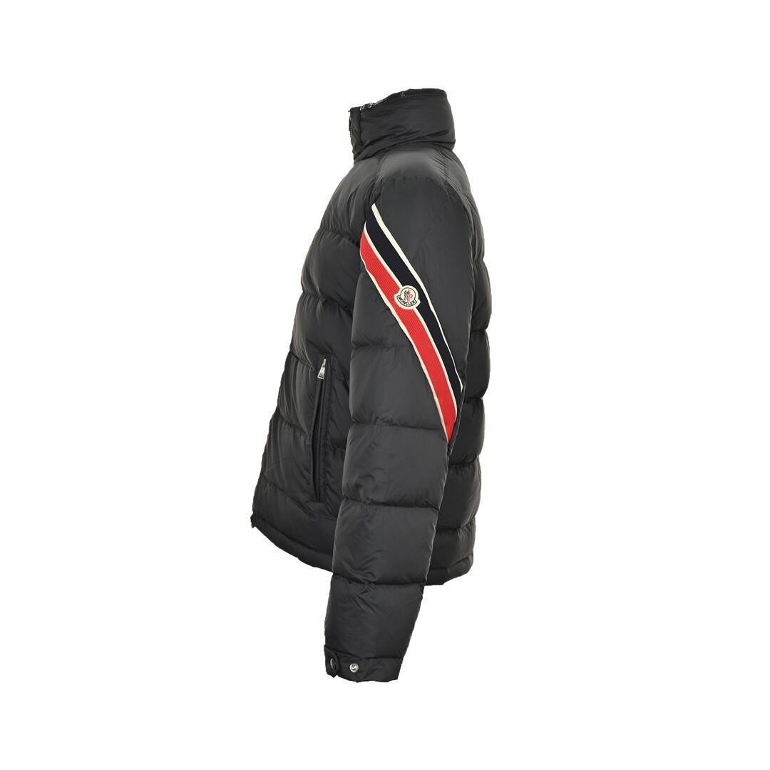 Moncler three-color sleeve striped ribbon stand collar down jacket