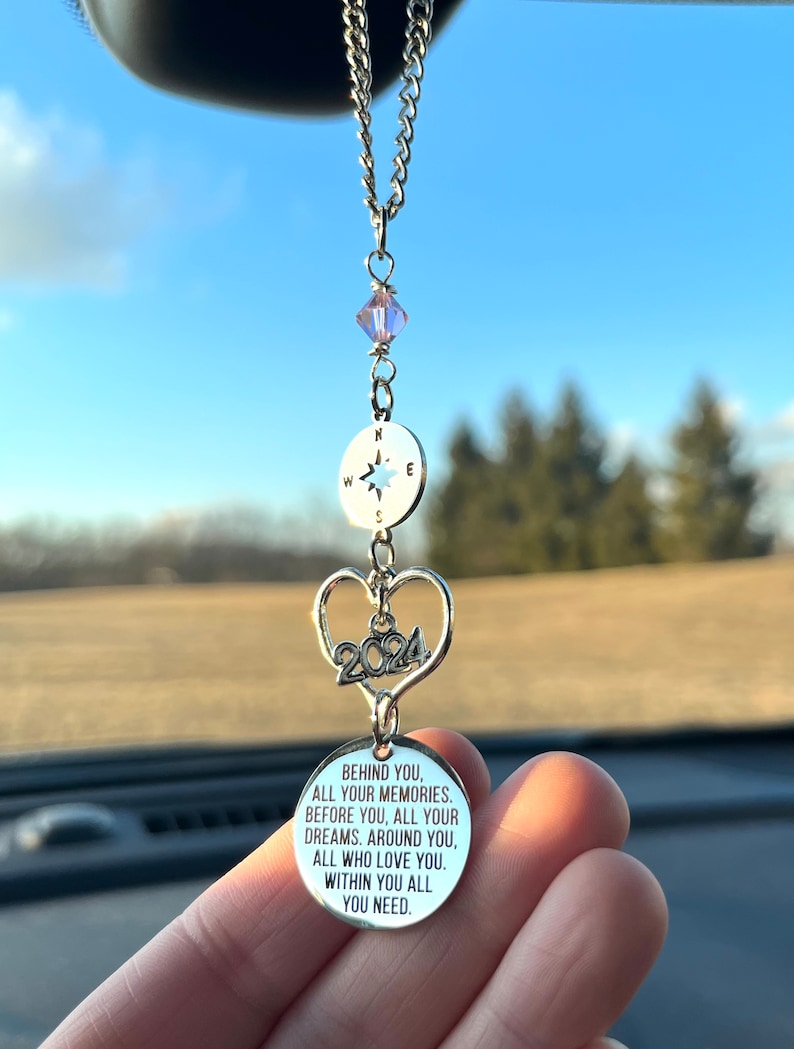Behind You All Your Memories Mirror Hanging Car Charm