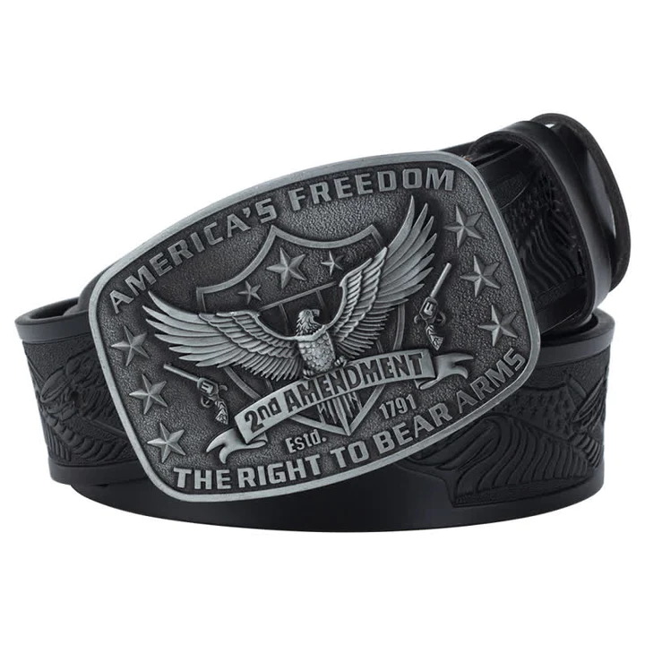 Men's DIY Eagle America's Freedom Buckle Leather Belt