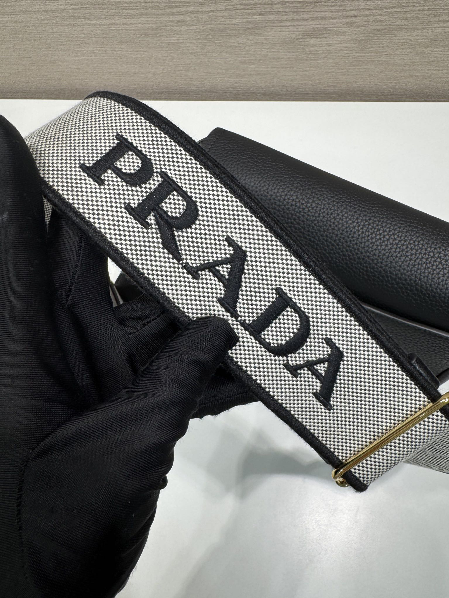 Prada Embroidered Strap Shoulder Bag 1BD314