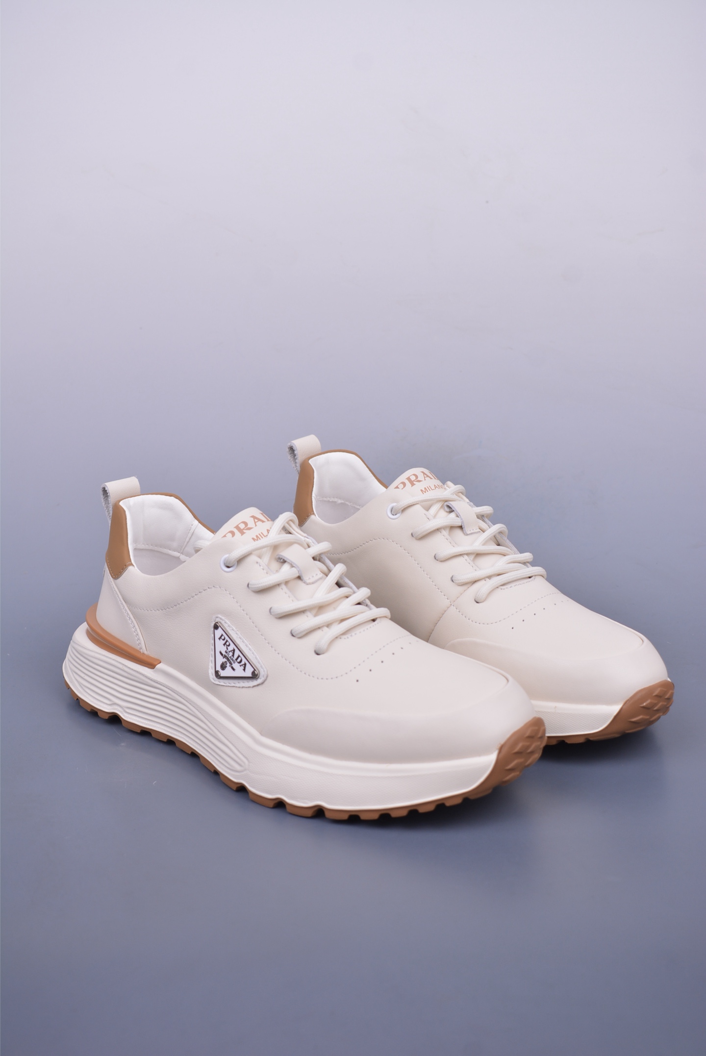 Prada triangle series platform sneakers off-white 3D936M