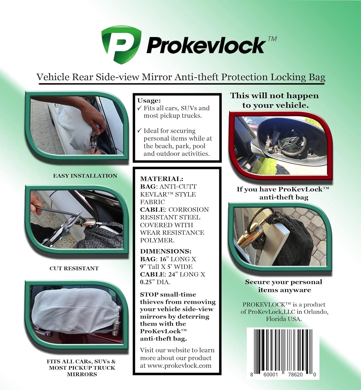 ProKevLock Vehicle Side Mirror Covers with Lock