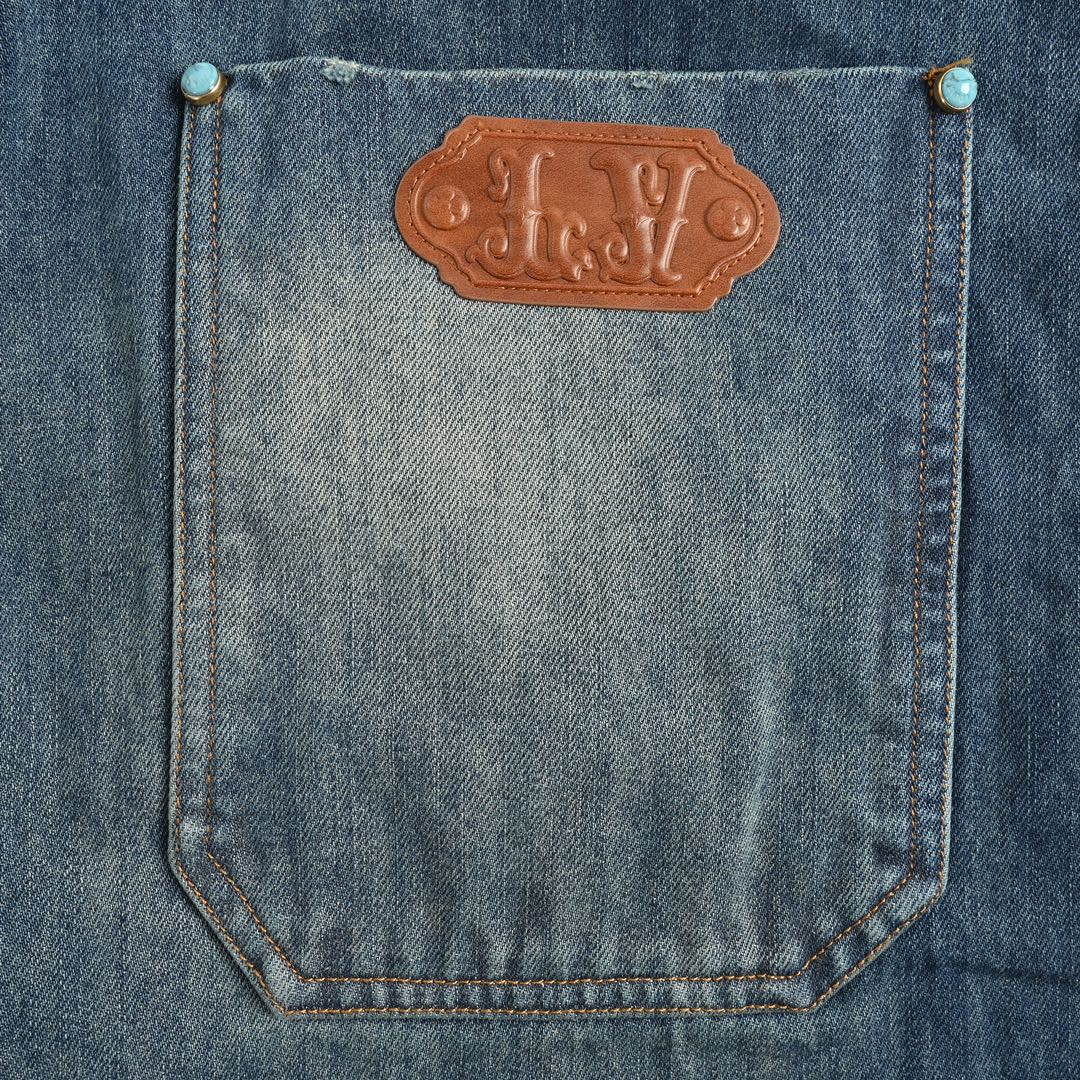 Louis Vuitton 24Fw enamel button washed distressed work jeans