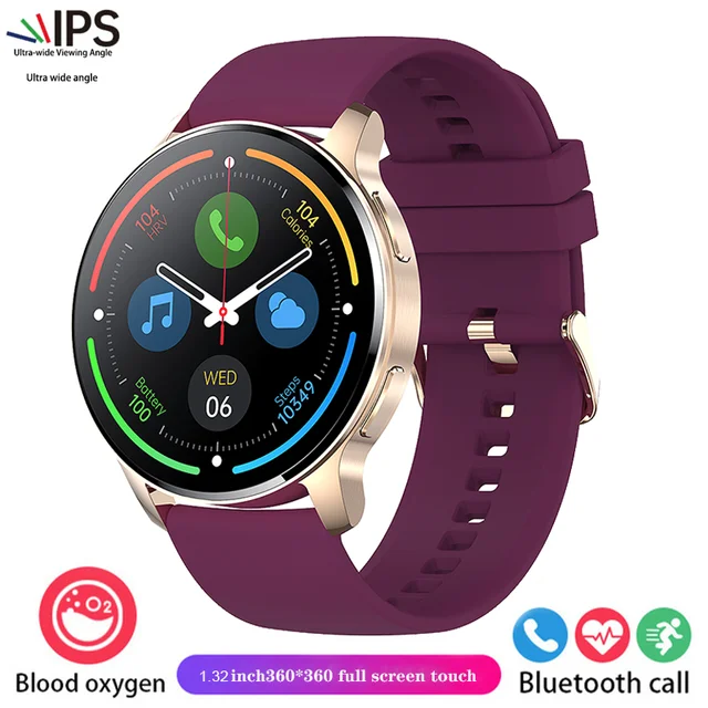 New women's smartwatch 1.32-inch Full screen touch Heart rate Blood oxygen Monitor HD Bluetooth Call Smartwatch for Android IOS