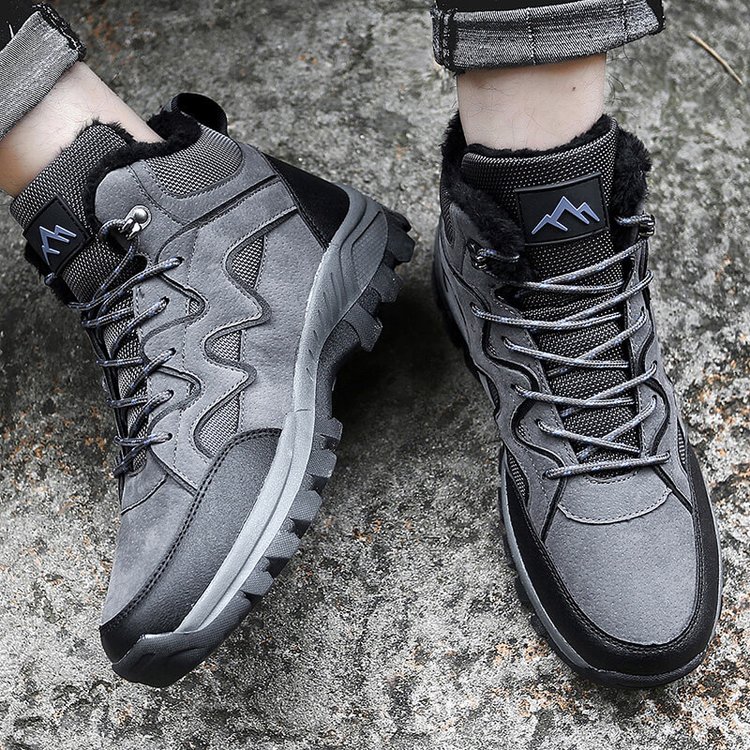 Men's High-Top Plush Outdoor Hiking Shoes