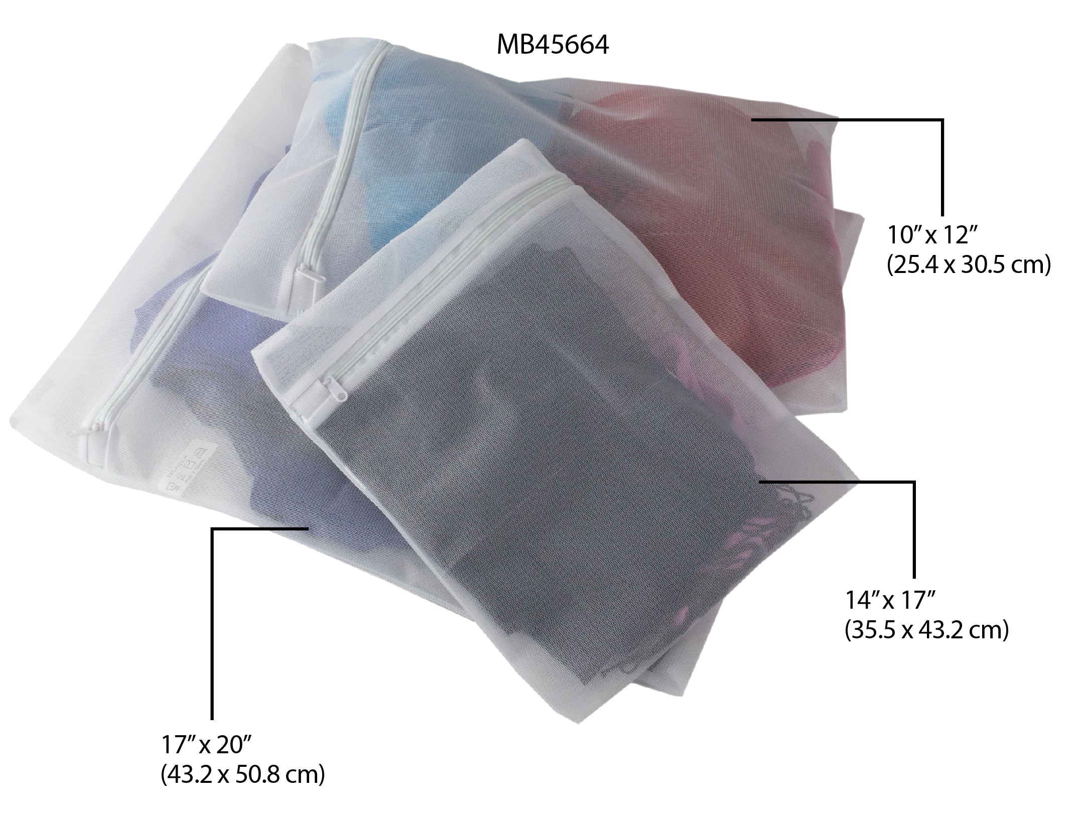 Home Basics 3 Piece Micro Mesh Delicate Intimate  Laundry Wash Bag, White
