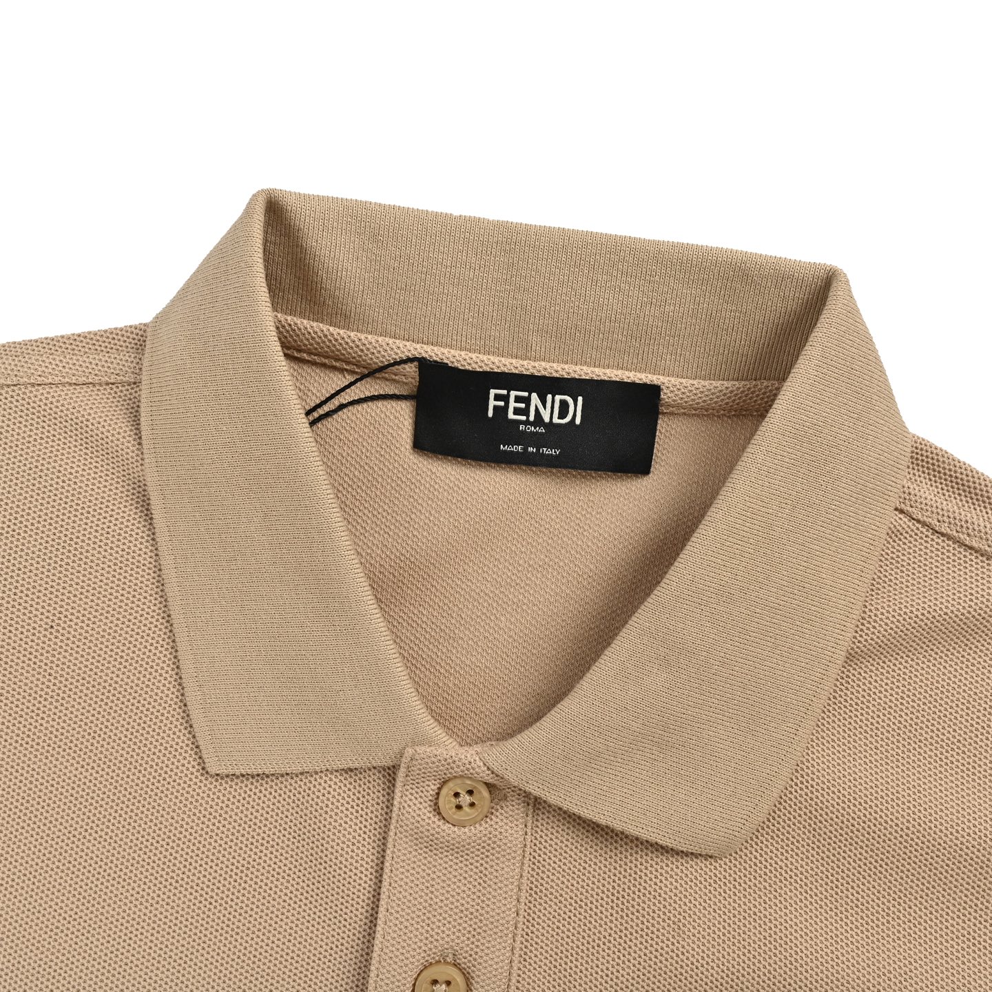 Fendi leather trim pocket zip polo short sleeve