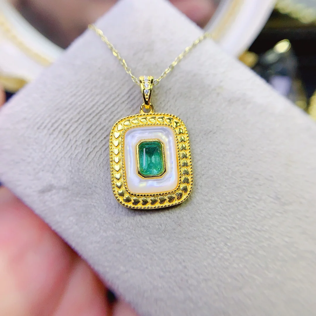 Emerald Silver 925 Jewelry Women's Gem Pendant 925 Sterling Silver Women's Luxury Necklace Christmas Shipping Free
