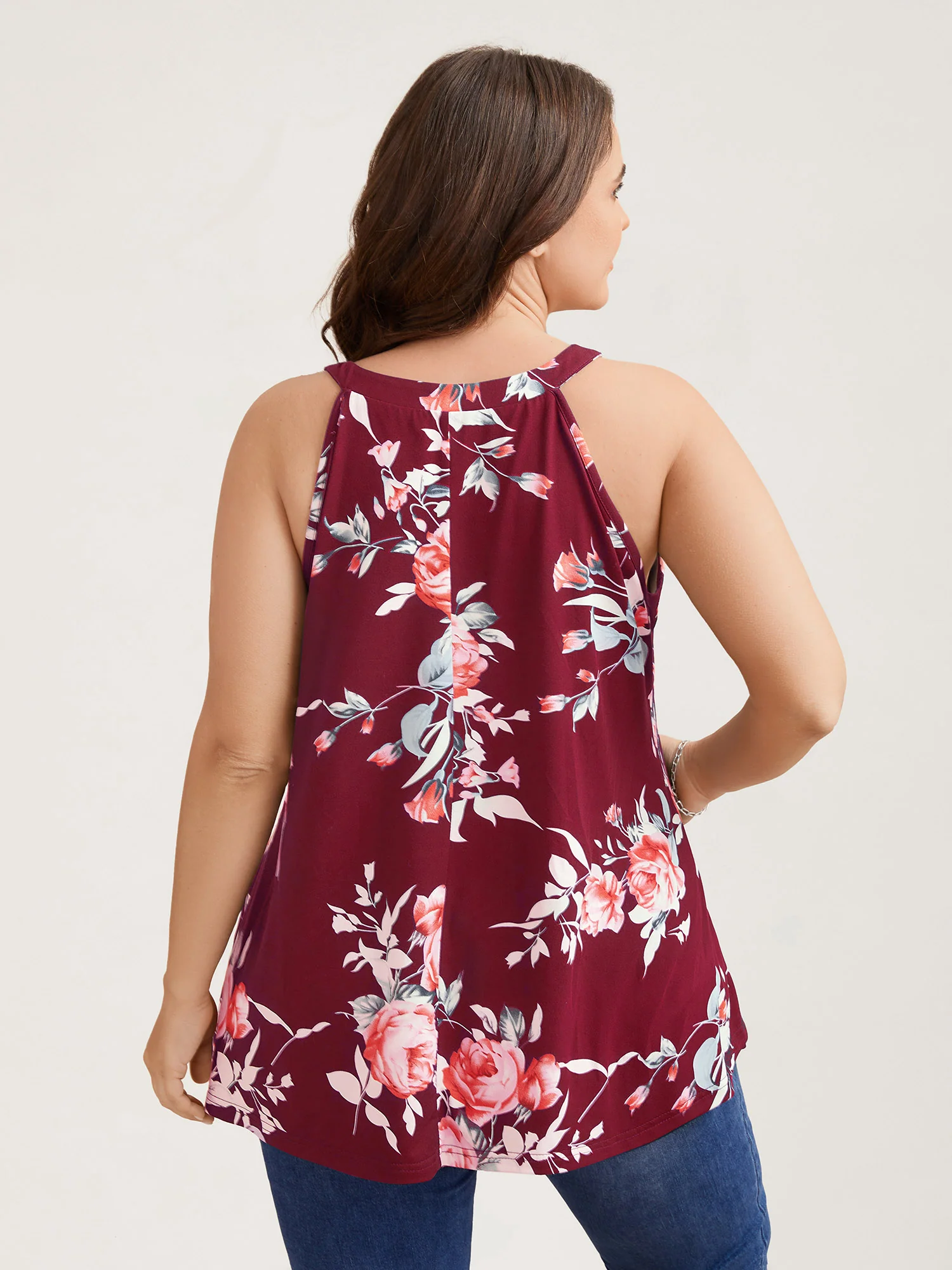 Rosy Print Halter Neck Top
