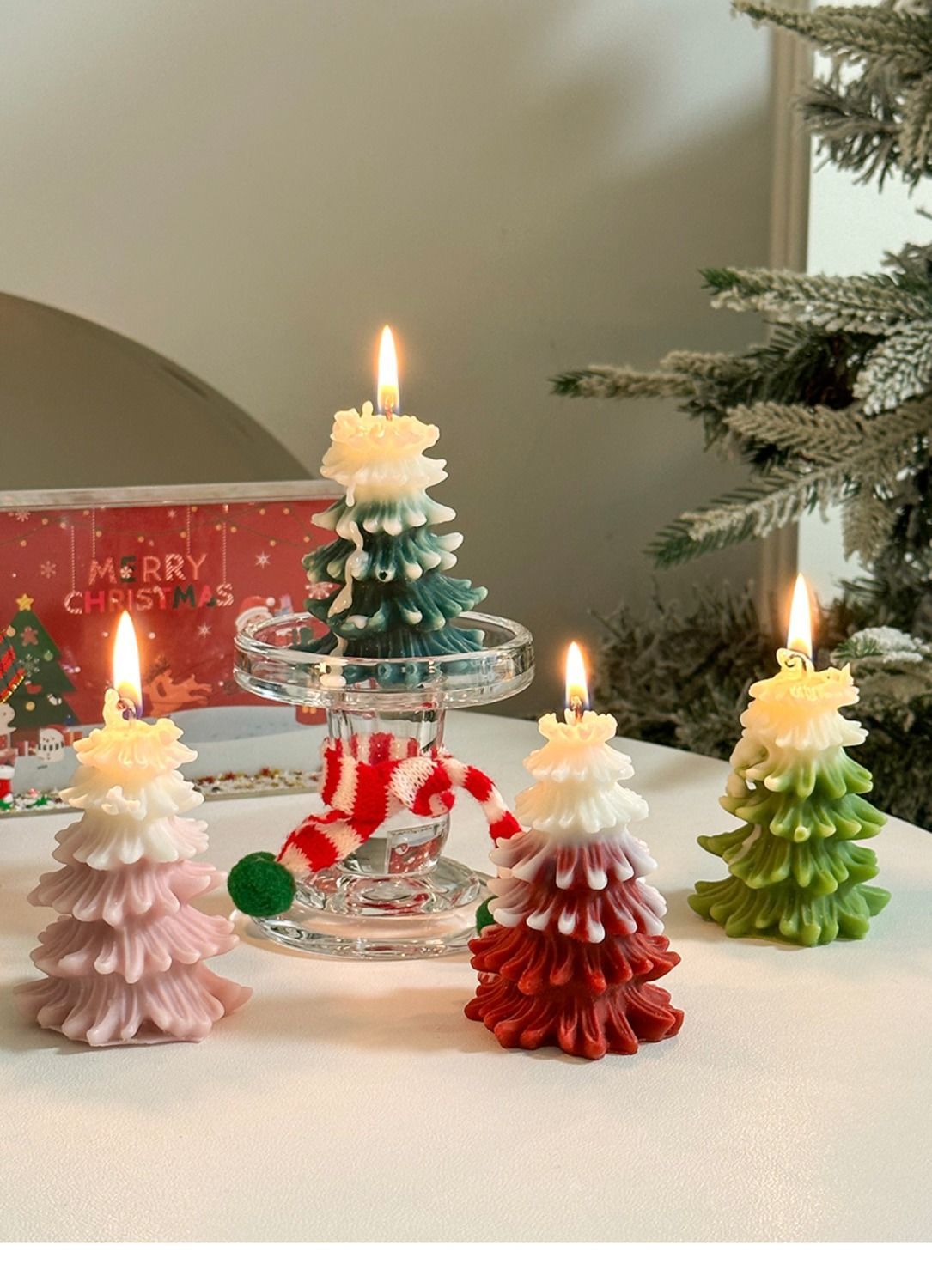 Christmas Atmosphere Desktop Decoration Small Ornaments Christmas Candles Christmas Tree Candlestick Creative Cute Small Gift