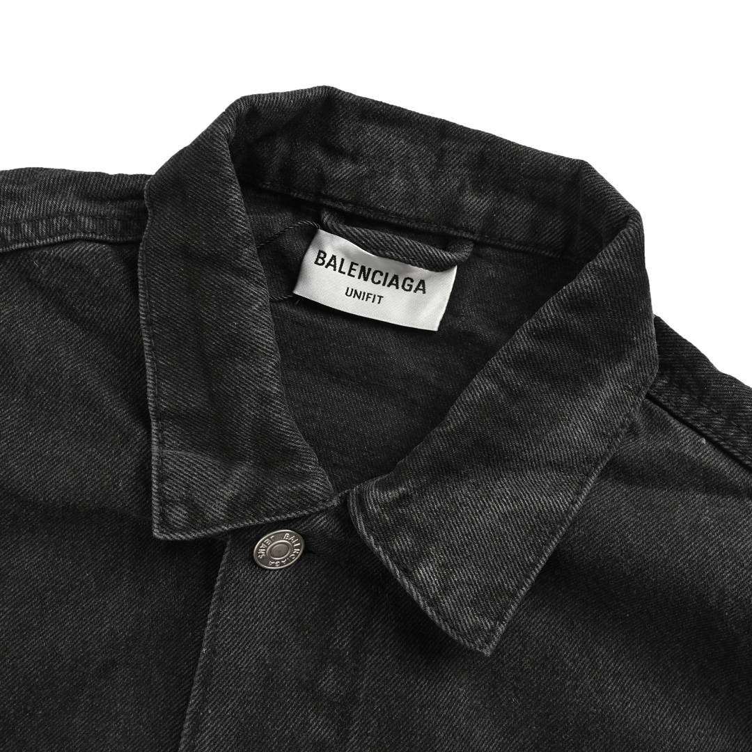 Balenciaga 24Fw cola laminated embroidered denim jacket