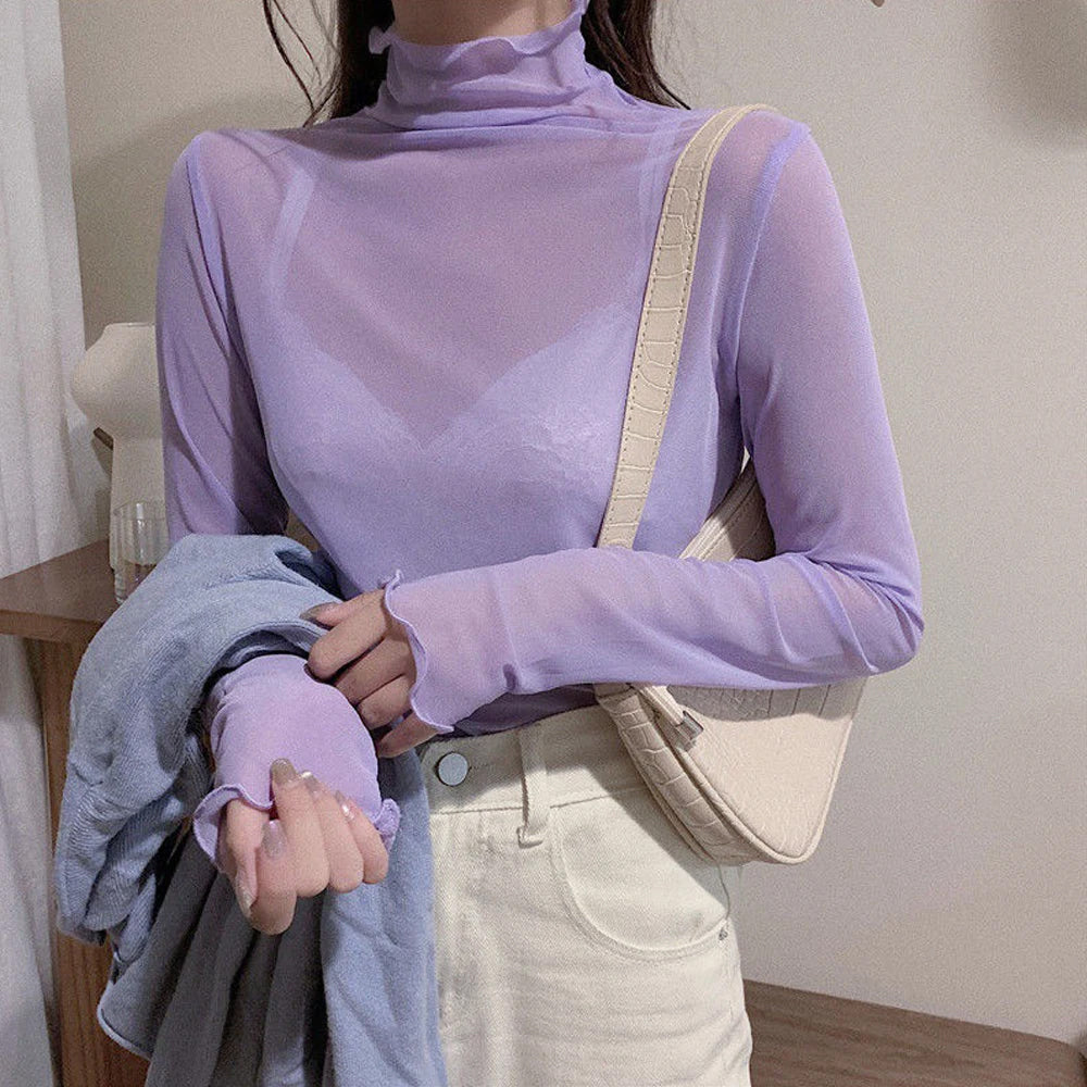 Long Sleeve See Through Transparent Shirts