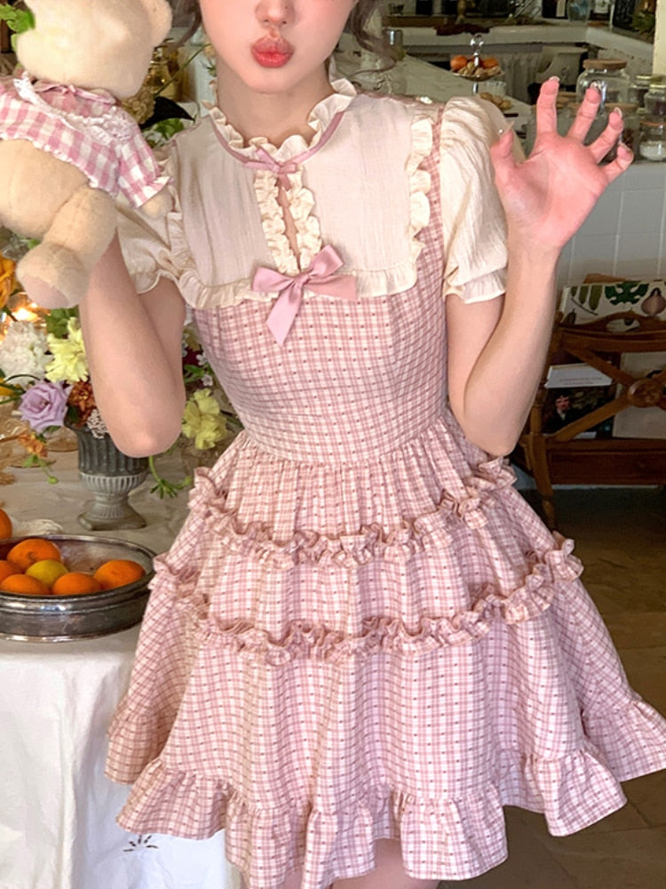 Kawaii Plaid Princess Dress