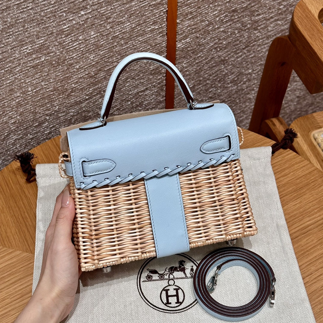 Hermès Kelly Picnic U2Blue zephyr (Handmade to order)